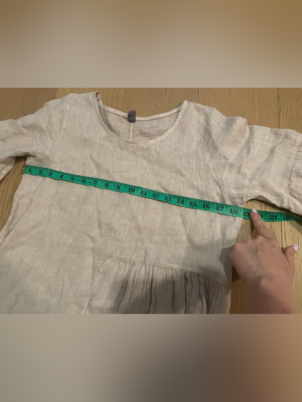 Neutral Linen Tiered Midi Dress in Beige - Picture 8 of 10